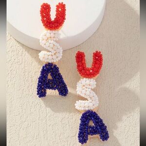 USA earrings, new! ❤️🤍💙